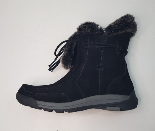 LANDS' END SIZE 5UK EUR37.5 WOMENS BLACK SUEDE LACE UP ANKLE SNOW BOOTS FUR TOP - Picture 14 of 24