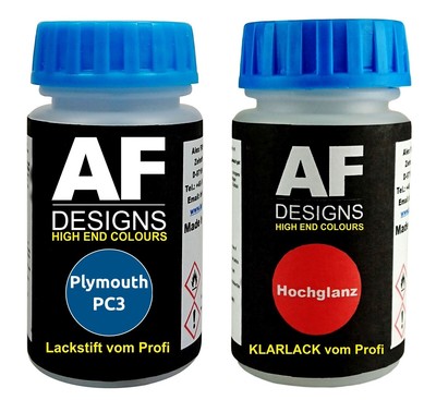 Lackstift für Plymouth PC3 Banzai Blue Metallic + Klarlack je 50ml Autolack