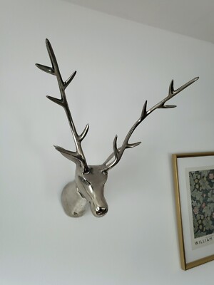 Hirsch kopf Geweih Wand  Metall 60 cm