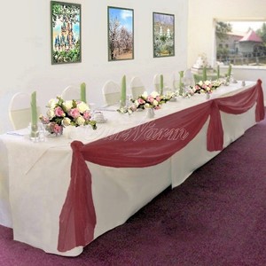 Burgundy Elegant Wedding Table Valance Chair Decor Sheer Swags