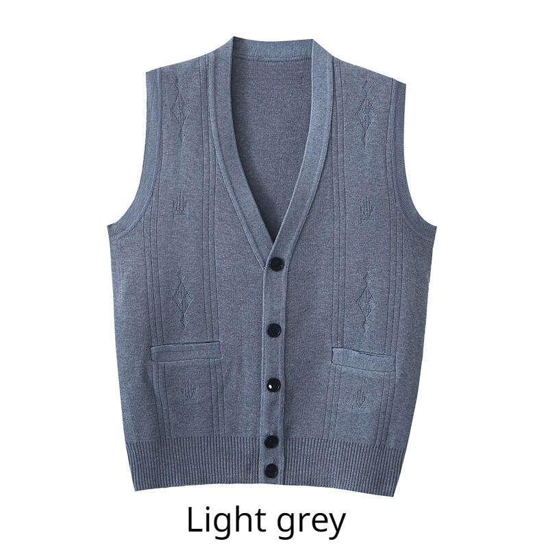 Men's Knitted Vest Sweater V-Neck Button Sleeveless Cardigan