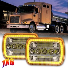 Pair 5X7 7x6 LED Headlights Hi Low Beam For International IHC 9200 9900 9400i
