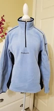 MTI Signature Collection Womens Thick Fleece 1/4 Zip Jacket Pale Blue/Black Sz.L