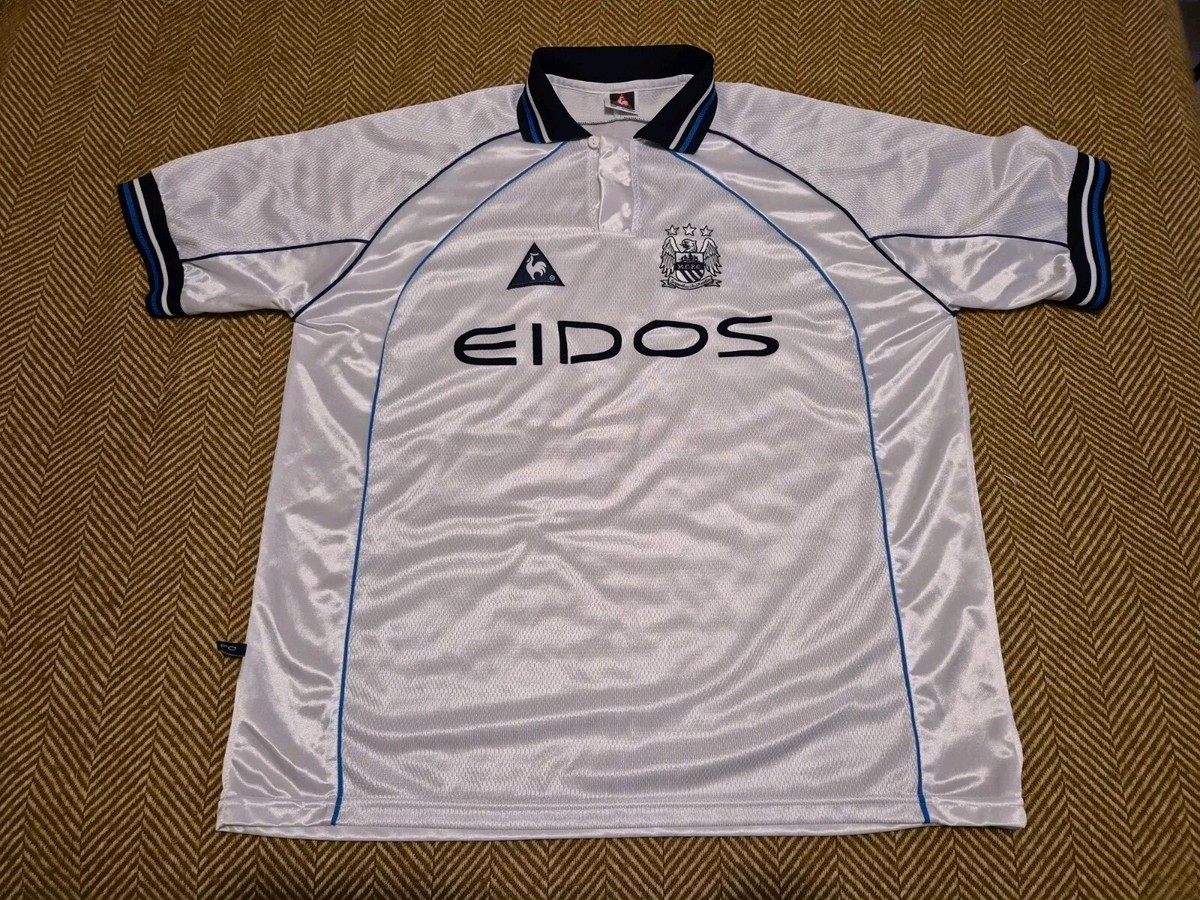 Man City Football Shirt Vintage Away Kit XXL 2000/2002 White Eidos