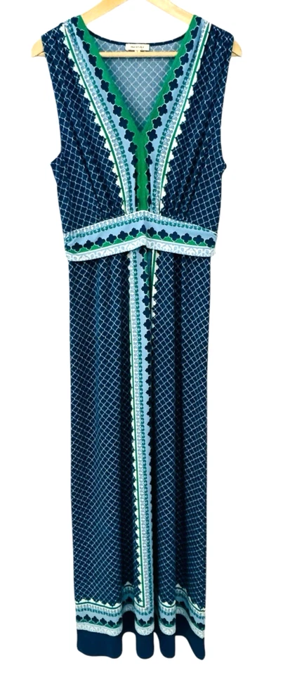 Maxi Vestido Babydoll Vintage Max Studio Y2K Mujer Talla L Bufanda Estampado Azul Grunge Foto 2 de 4