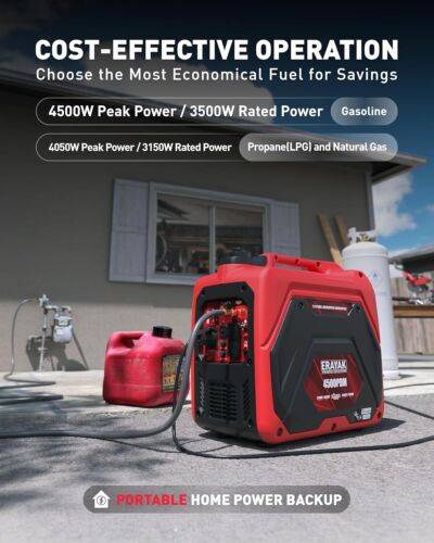 ERAYAK 4,500-Watt Quiet Portable Tri-Fuel Gas Inverter Generator with CO Sensor - Bild 4 von 11