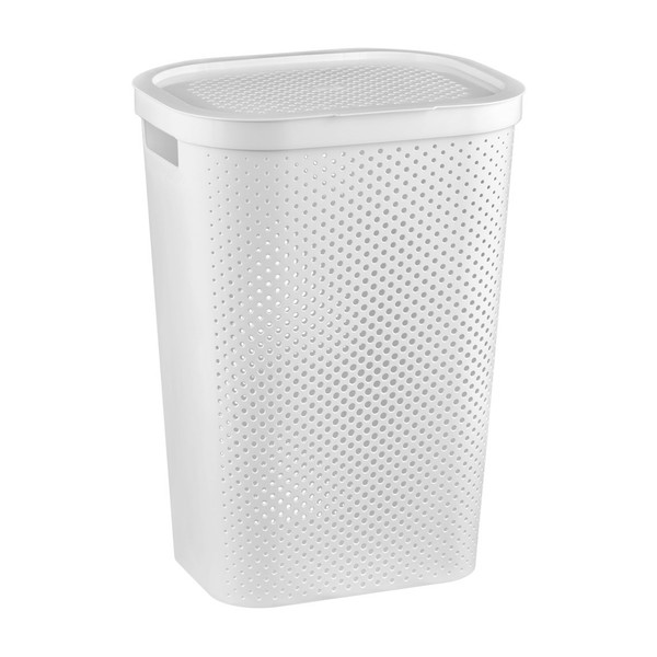 WäSchetruhe WäSchekorb Curver WäSchetonne WäSchesammler WäSchebehäLter Weiss 60L-image