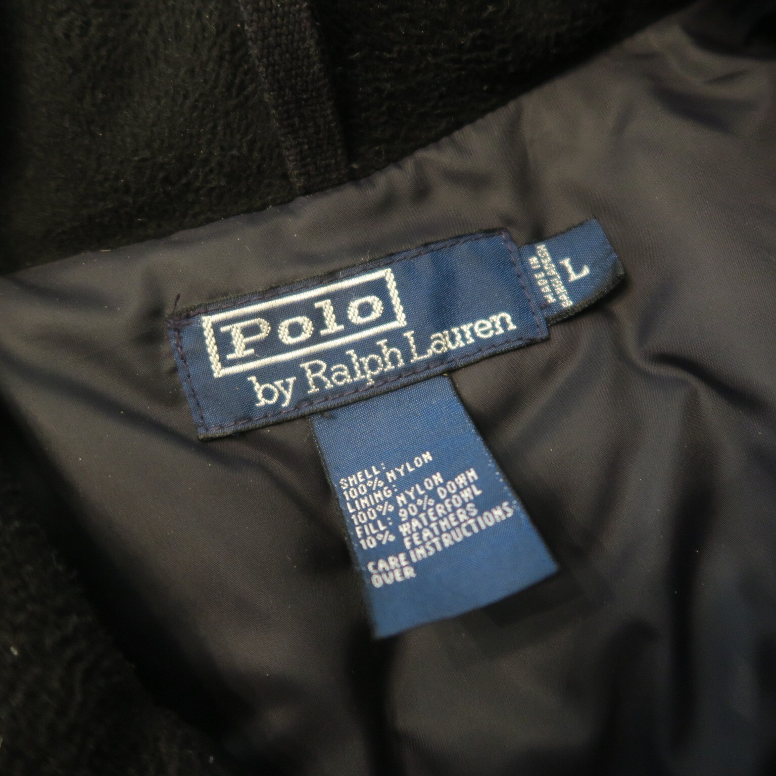 VINTAGE RARE Polo Ralph Lauren Navy Blue Iconic Thick Puffy Work Jacket Large L image 3