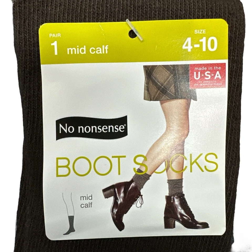 No Nonsense Mid Calf Boot Socks Womens Size 4-10 Espresso Brown Maroon One Pair - Image 3 of 4