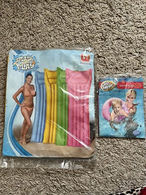 NEU MIT ETIKETT BESTWAY AUFBLASBARE LUFTMATRATZE/SCHWIMMBETT (72 x 27 ) UND KINDER SCHWIMMRING