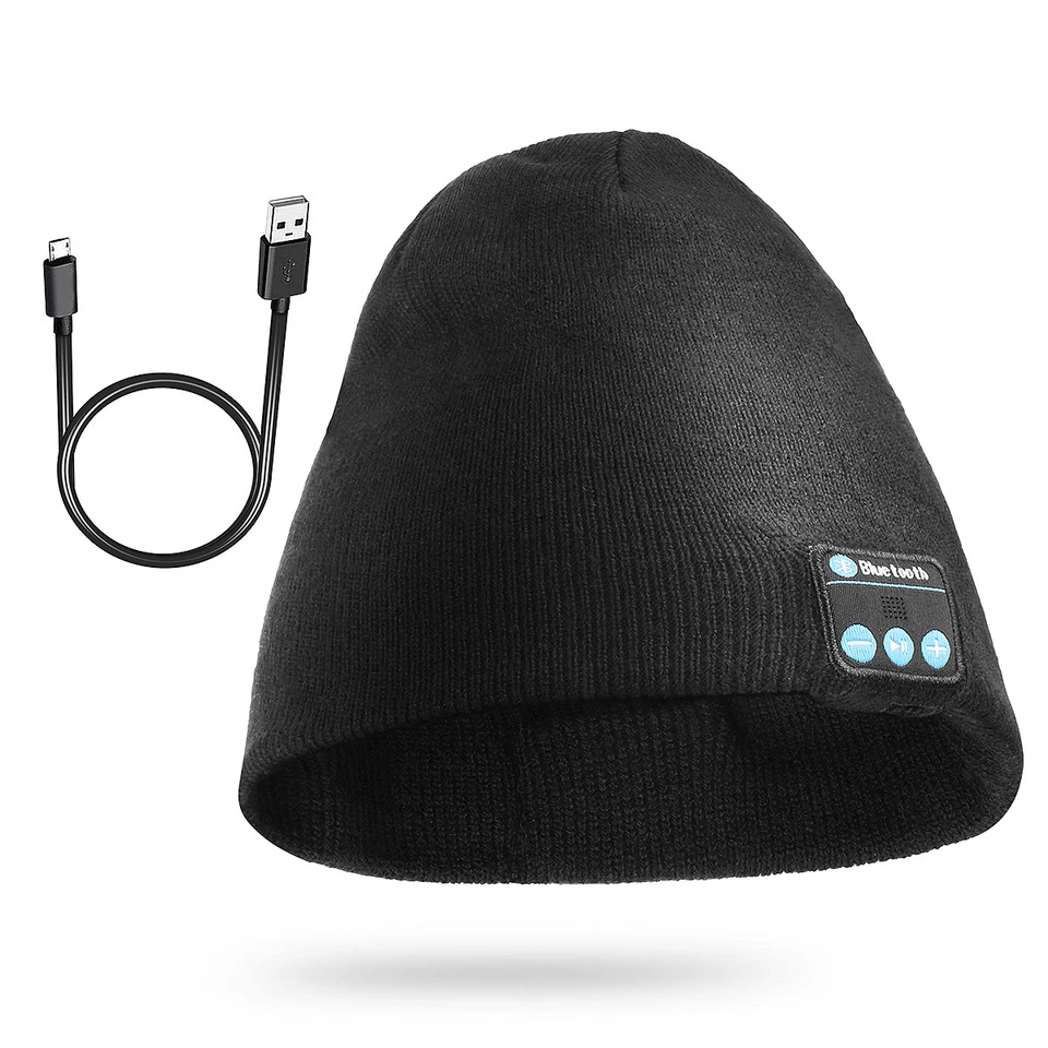 Bluetooth Wireless Headphone Knitted Warm Beanie Hat w/ Mic Speaker Headset Hats - Image 2 of 4