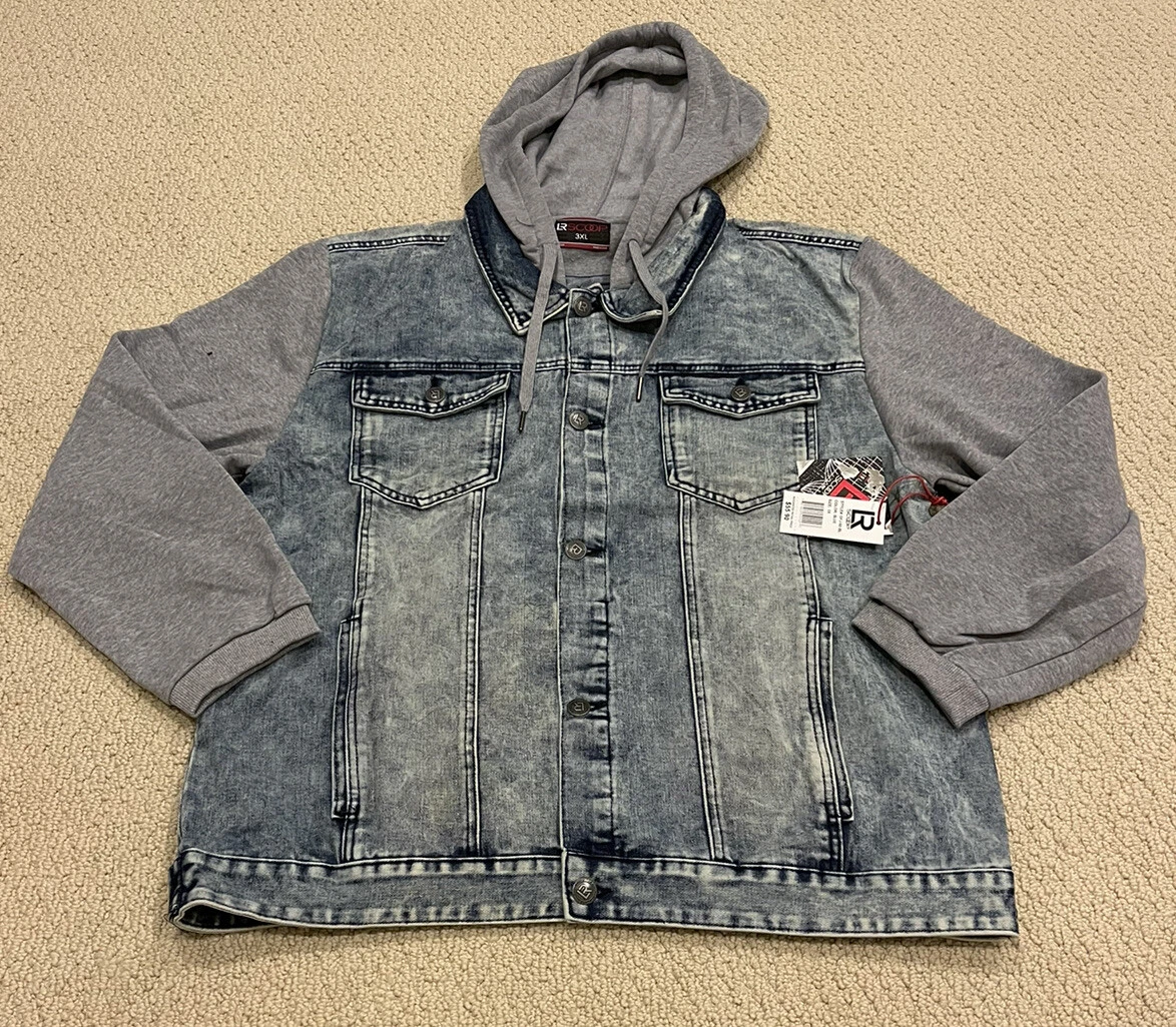 NWT Men’s LR Scoop Blue Hooded Denim Jean Jacket BIG SIZES
