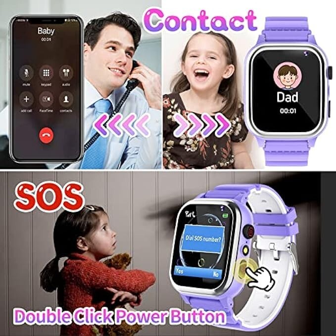 Gps Bambini JUBUNRER Smartwatch Bambini GPS Telefono Impermeabile