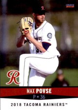 2018 Tacoma Rainiers Choice #22 Max Povse Cary North Carolina NC Baseball Card