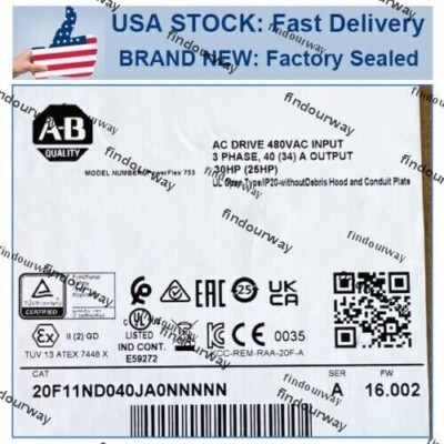 1PC Allen Bradley  20F11ND040JA0NNNNN PowerFlex753 AC drive