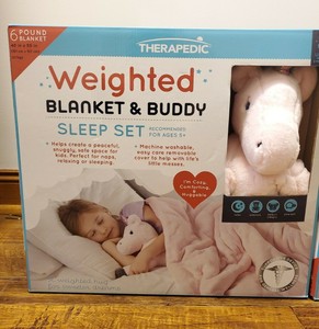 NEW Therapedic 6 Lb. Kids Weighted Blanket 40"x50" W/Plush Toy FREE