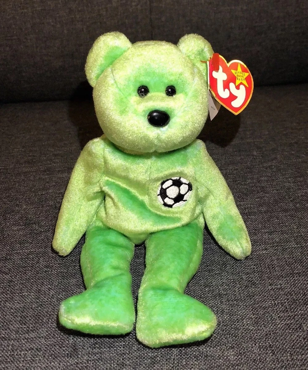 Green soccer bear beanie baby deals