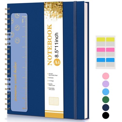 Spiral Notebook Journal 8.5  x 11 , A4 Large Notebooks for Women Line, Navy -NEW