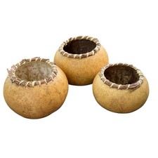 Handmade Hand Carved Gourd Bowls Set Of 3