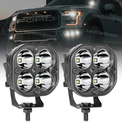 2Pc 3'' 80W LED Cube Work Light Bar Spot Pods Driving Fog Offroad 4WD UTV ATV SUV