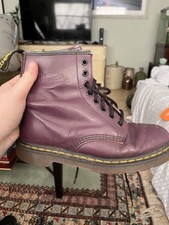 Dr. Martens Purple Leather Lace-Up Men's Combat Boots US 10 Comfort Ankle