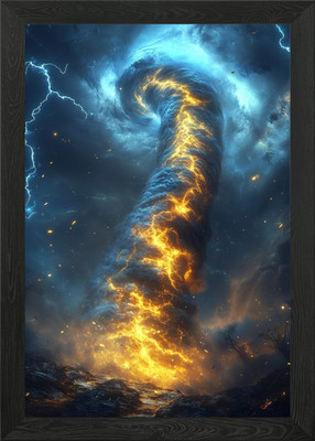 Fiery Tornado in a Stormy Sky Framed Wall Art Poster Canvas Print Picture