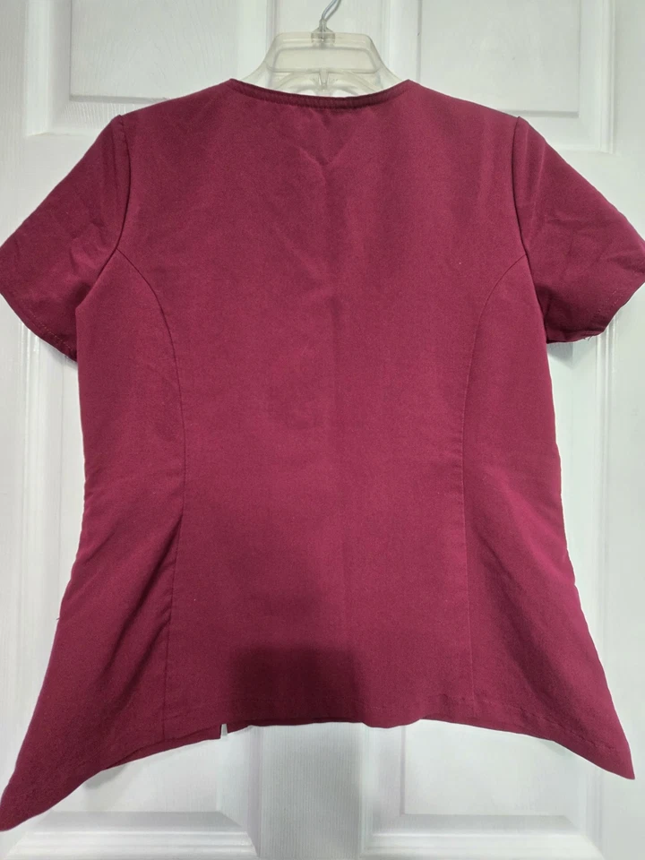 Dickies XTREME STRETCH Women's Scrub Top size S-Wine V-Neck-Chest 20"/L 23.5" - Image 2 of 4