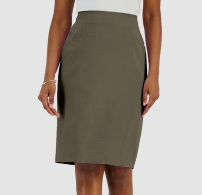 Anne Klein Women's Green Vivien Stretch Crepe Slim Pencil Skirt Size 18