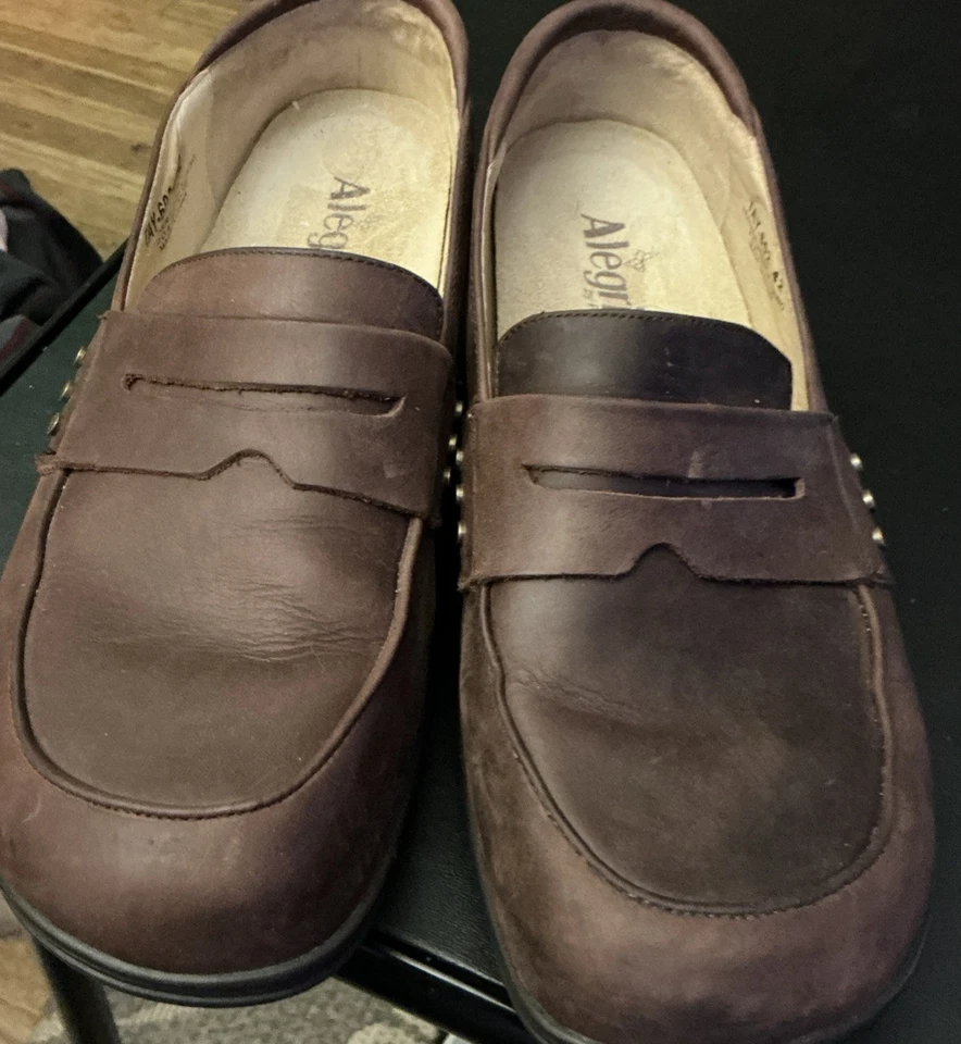 Mocasines de mujer Argelia Tay Gravey de cuero marrón sin cordones talla 10 Foto 3 de 4