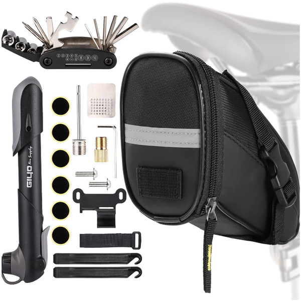 Fahrrad Satteltasche Reparatur Set 16-In-1 Multitool Mini-Pumpe Reifenheber 29-image