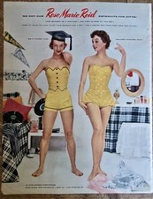 1958 Women's Rose Marie Reid Yellow swimsuits Vintage fashion ad