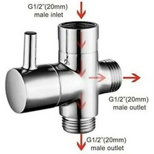 Brass G1/2 3 Way Shower Diverter Valve Tee Adapter Bathroom Faucet Switch