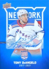 25-26 ud upper deck centennial blue tony deangelo new rangers autograph auto