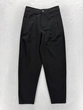 Zara Twill Dress Pants Womens XS Black Ankle Tapered Stretch Zip Pockets NWT