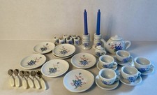 Vtg Strombecker Corp. Childs China Porcelain Tea set floral doll 37 Piece Set