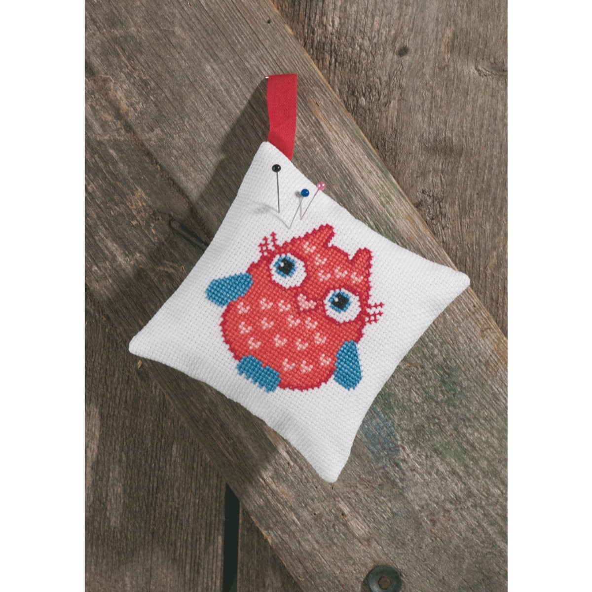 Permin counted cross stitch kit ""Pincushion red owl"", 12x12cm, DIY, 03-7393