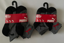 PUMA SOCKS BOY'S 6 PACK PREMIUM QUARTER CREW SOCK 7-8.5 OR SOCK 5-6.5 NWT