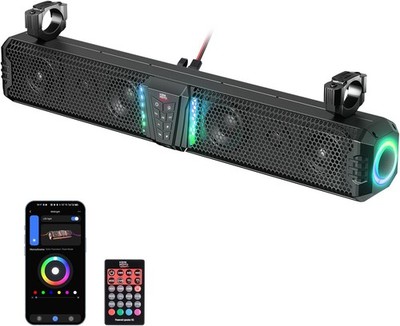 KEMIMOTO Upgrade Midnight 80 32''RGB UTV Sound Bar Deep Bass for Golf Cart Marine