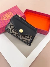 NEW Navy Blue T Monogram Envelope Wallet 4.75”W x 3.5”H 1”D