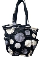 Thirty-One Retro Metro Black  White Polka Dot Canvas Tote/Shoulder Bag w/pocket