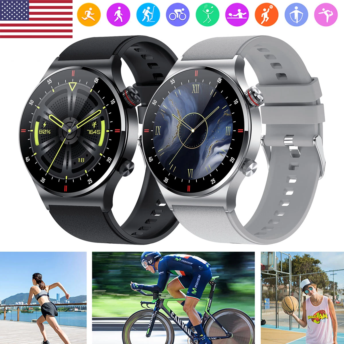 NFC Bluetooth Smart Watch Blood Oxygen ECG Heart Rate Body Temperature Tracker.