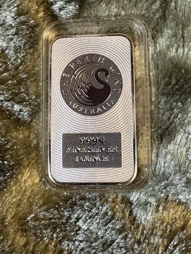 1 oz .9999 Fine Silver Bar AUSTRALIA PERTH MINT Swan & Kangaroo • Beautiful💯