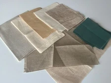 Lot of 8 Pieces Cross Stitch Fabric Linens Neutral Colors & Mixed Sizes