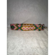 Boho Embroidered Guitar Strap Bag Strap Wide Geometric Pattern Gold Tone Clasps