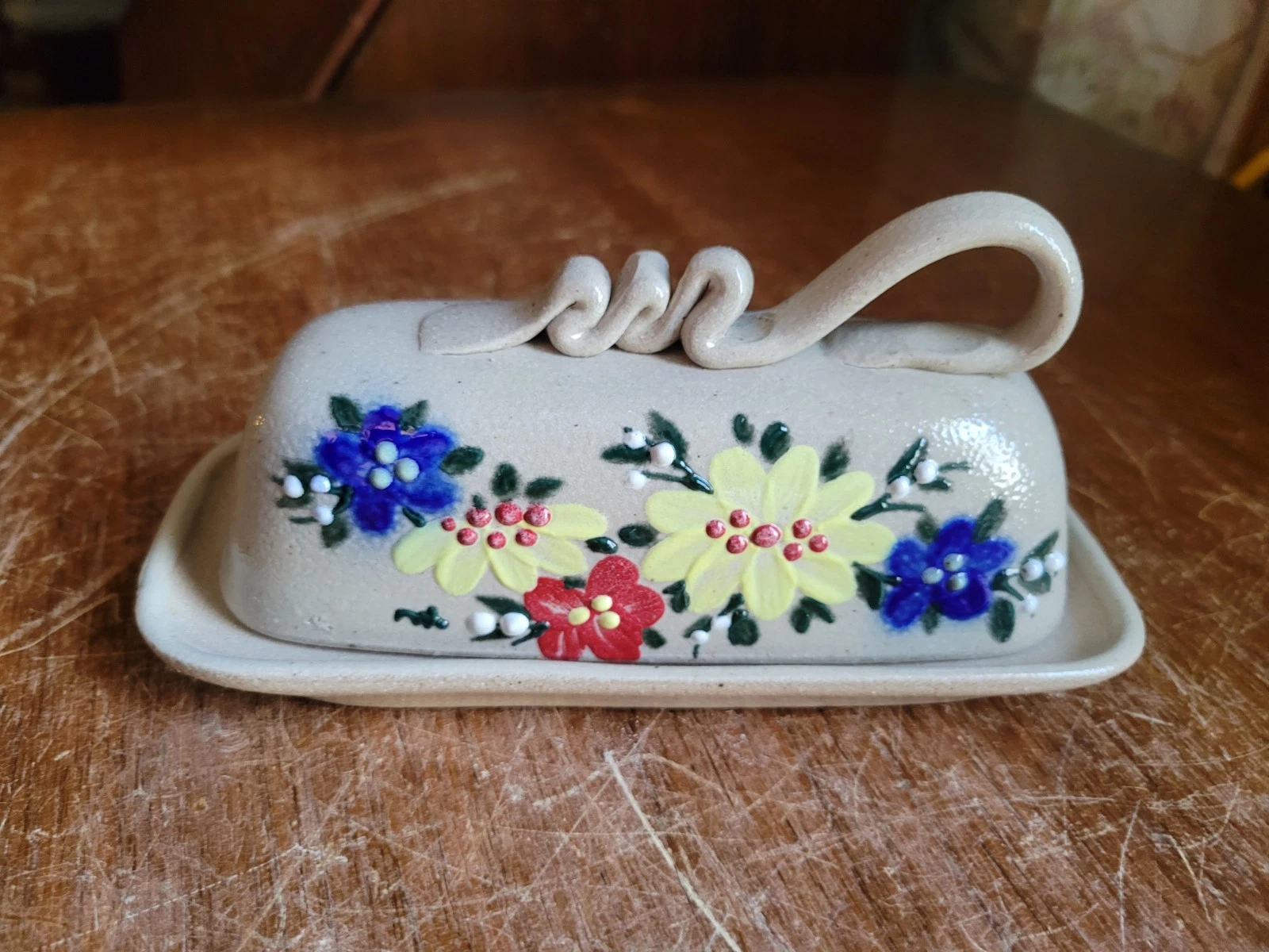 Salmon Falls Covered Butter Dish Wildflower Design