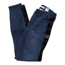 Good American Good Waist Crop Jeans 00/24 Black Velvet Blue Denim Skinny Stretch