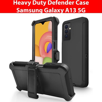 For Samsung Galaxy A13 5G Heavy Duty Defender Shockproof Phone Case Cover Black
