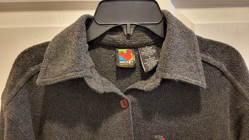 Camicia casual Mickey Unlimited da donna in pile grigio antracite con bottoni, piccola - Foto 2 di 8