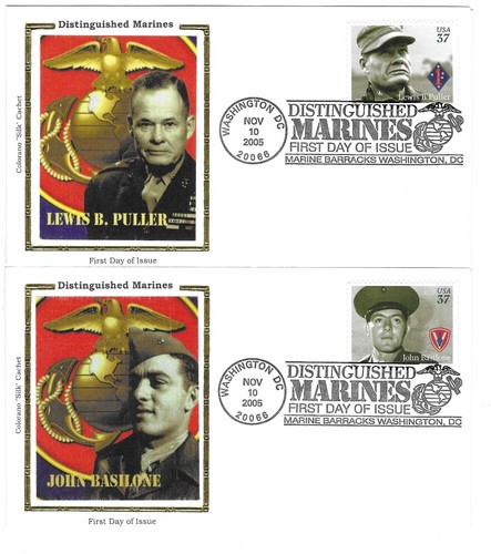 4 pcs Colorano Silk FDC 2005 37c Distinguished Marines Sc # 3961-64 - Picture 2 of 3