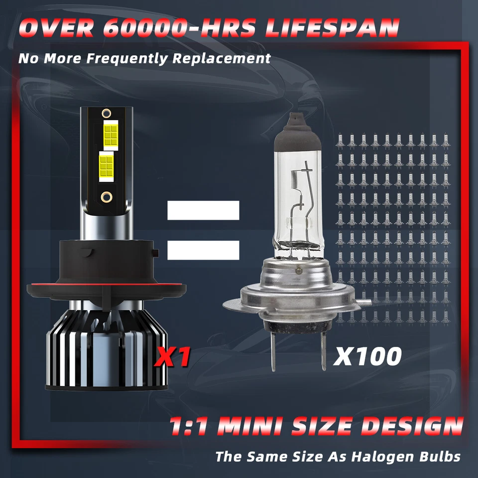 2PCS 9008/H13 LED Headlight Bulbs Kit High/Low Beam For Ford Flex 2009-2018 - Image 2 of 4